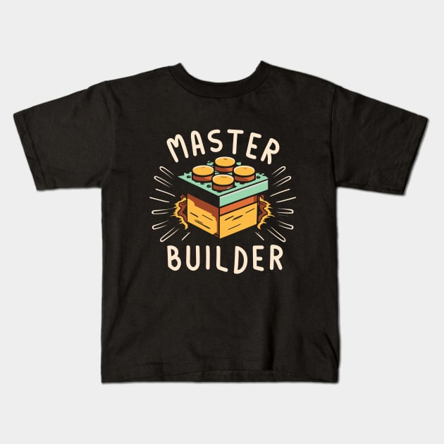 Master Builder Lego Brick Kids Design Kids T-Shirt by A Floral Letter Capital letter A | Monogram, Sticker